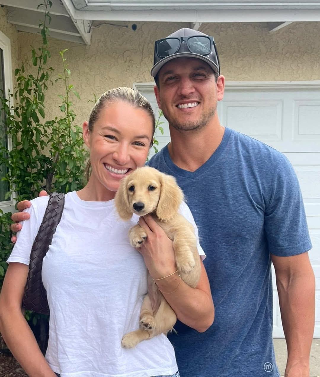 Happy family with dachshund